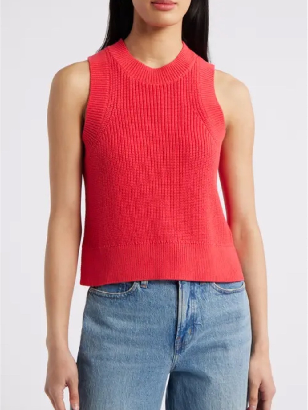 NWOT DEMI: HIGH CREWNECK COTTON TANK in Hibiscus